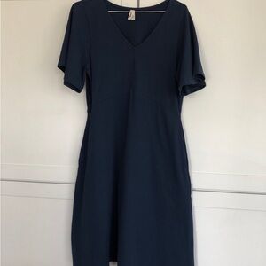 Pact ~ Fit & Flare Navy MIDI Organic Cotton Dress
